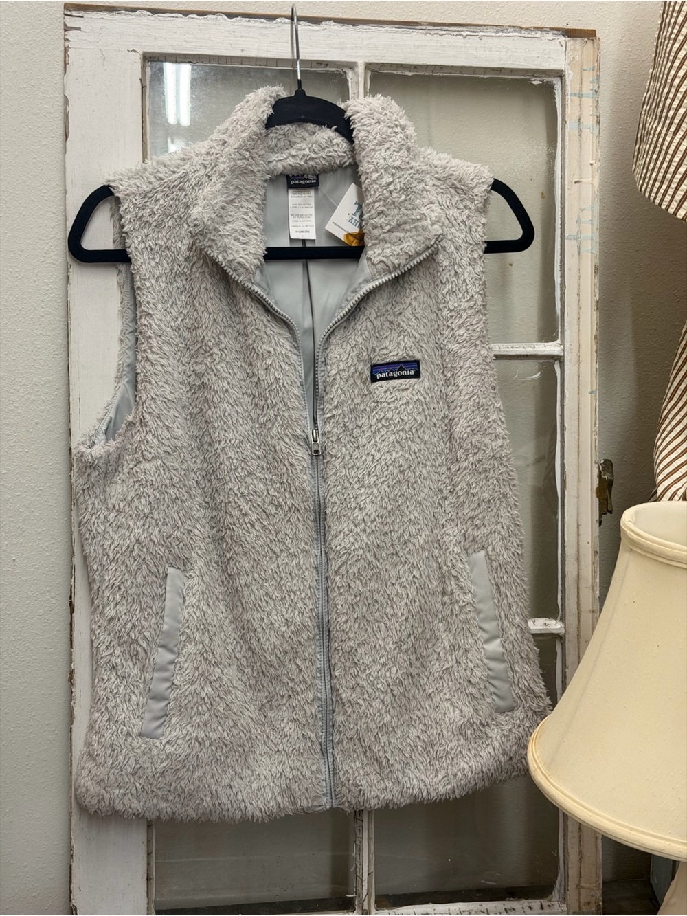 Patagonia Light Gray Fuzzy Sherpa Vest